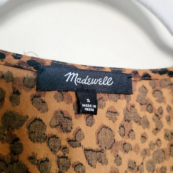 Madewell Flutter-Sleeve Wrap Mini Dress in Painted Leopard - Picture 7 of 9